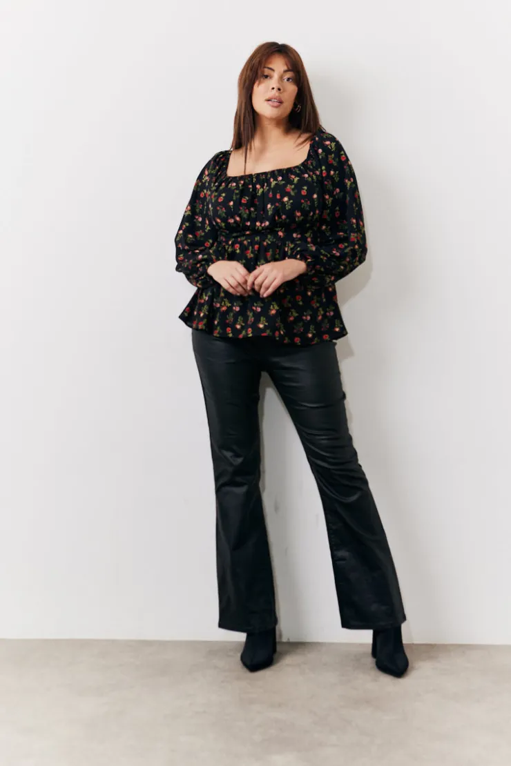 Sale In the Style Rose Print Smock Top Black