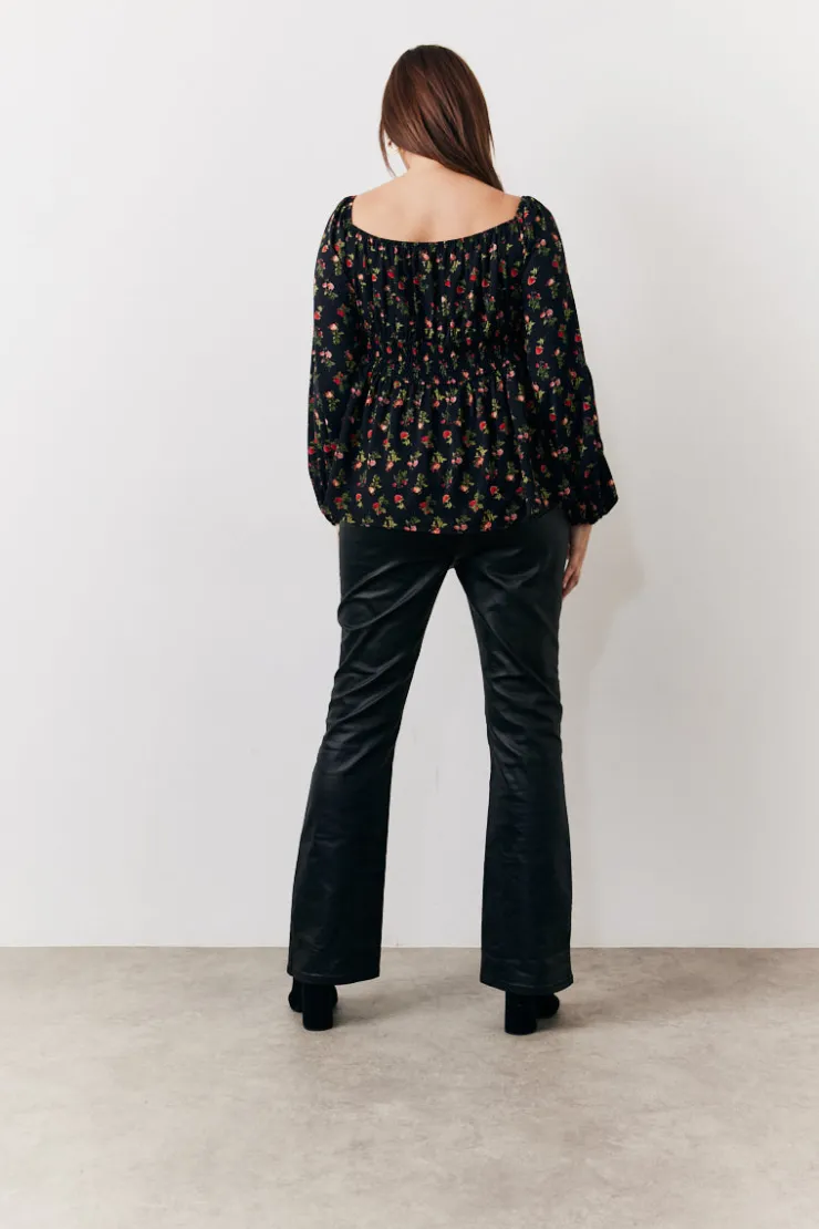 Sale In the Style Rose Print Smock Top Black