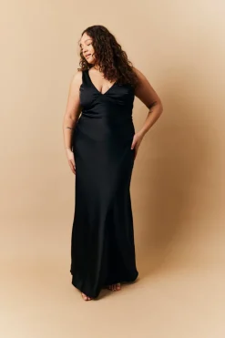 Discount In The Style Satin Twist Back Maxi Dress Black