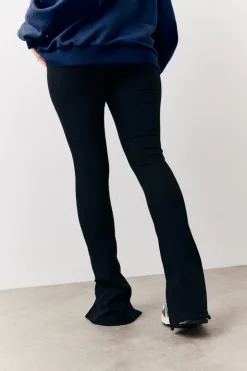 Hot Fits Black Sculpt & Control High Waisted Split Hem Ribbed Legging