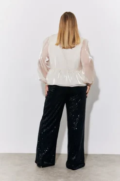 Outlet In the Style Sequin Wide Leg Trouser Black