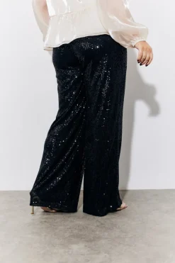 Outlet In the Style Sequin Wide Leg Trouser Black