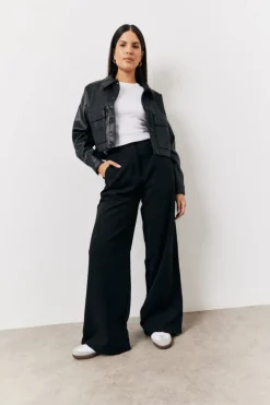 Outlet In the Style Tailored Wide Leg Trouser Black