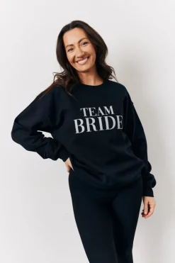 Outlet In The Style Team Bride Slogan Sweatshirt Black