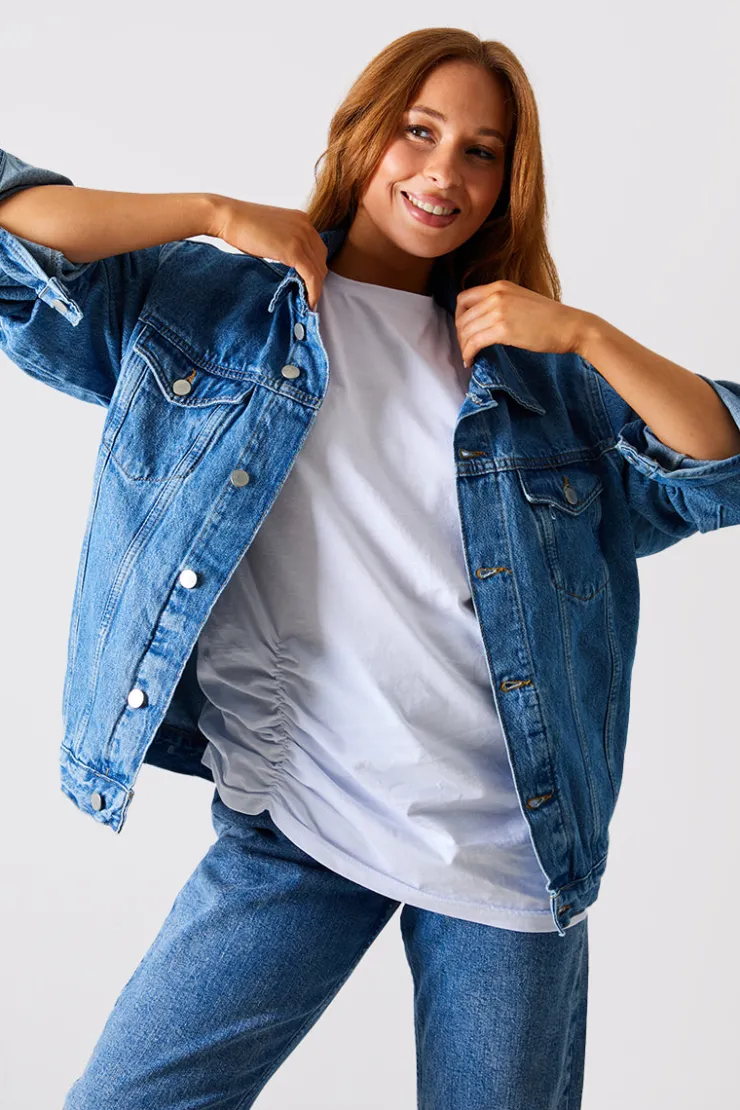 Sale In the Style Denim Jacket Blue