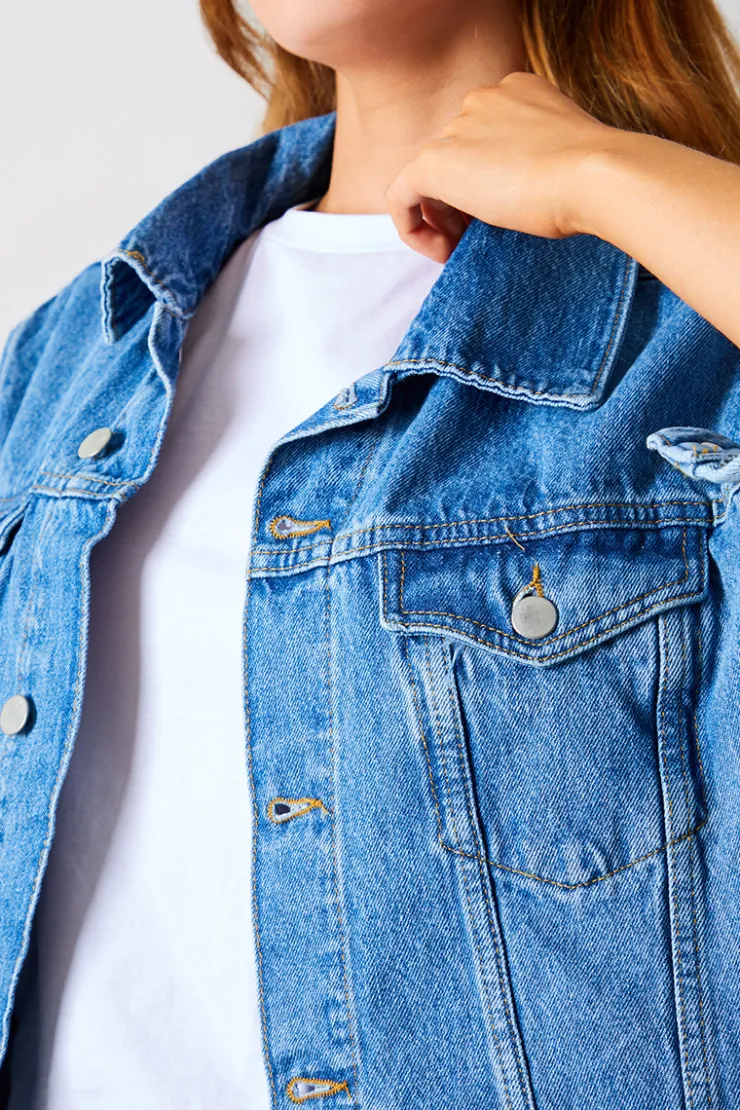 Sale In the Style Denim Jacket Blue