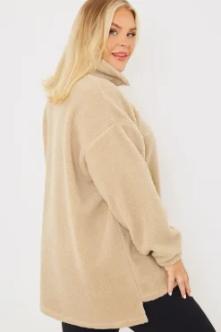 Online In the Style Borg Half Zip Pullover Sweatshirt Stone