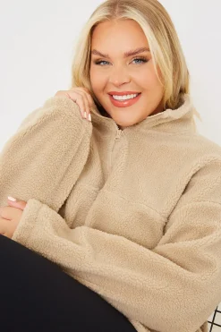 Online In the Style Borg Half Zip Pullover Sweatshirt Stone