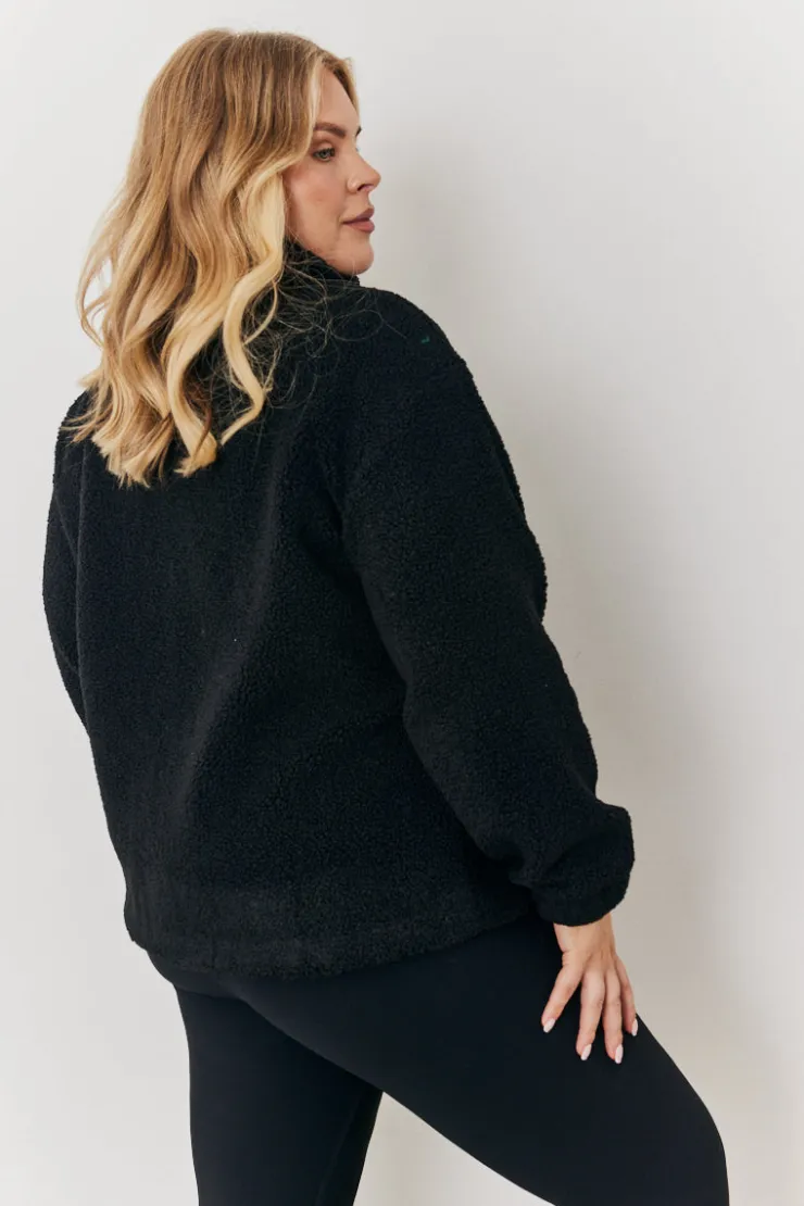 Hot In the Style Borg Jacket With Pocket Detail Black