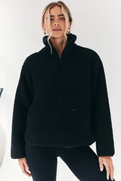 Best Fits Borg Lined Half Zip Up Fleece Black