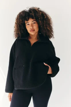 Best Fits Borg Lined Half Zip Up Fleece Black