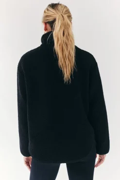 Best Fits Borg Lined Half Zip Up Fleece Black