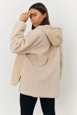 Discount In the Style Borg Patched Quilted Jacket Stone