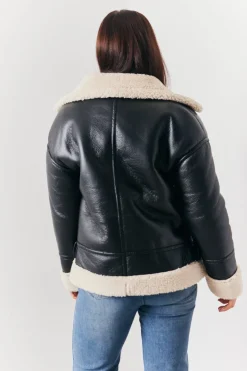 Best In the Style Borg Trim Aviator Jacket Black