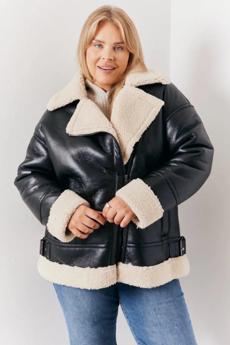 Best In the Style Borg Trim Aviator Jacket Black