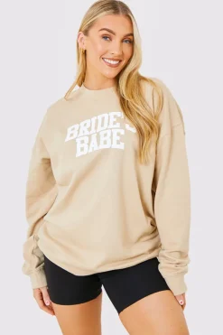 Clearance In The Style Bride Babe's Crew Neck Sweatshirt Stone
