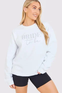 Sale In The Style Bride to Be Crew Slogan Sweatshirt Silver