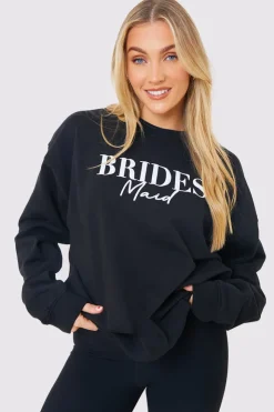 In The Style Bridesmaid Crew Neck Sweatshirt Black