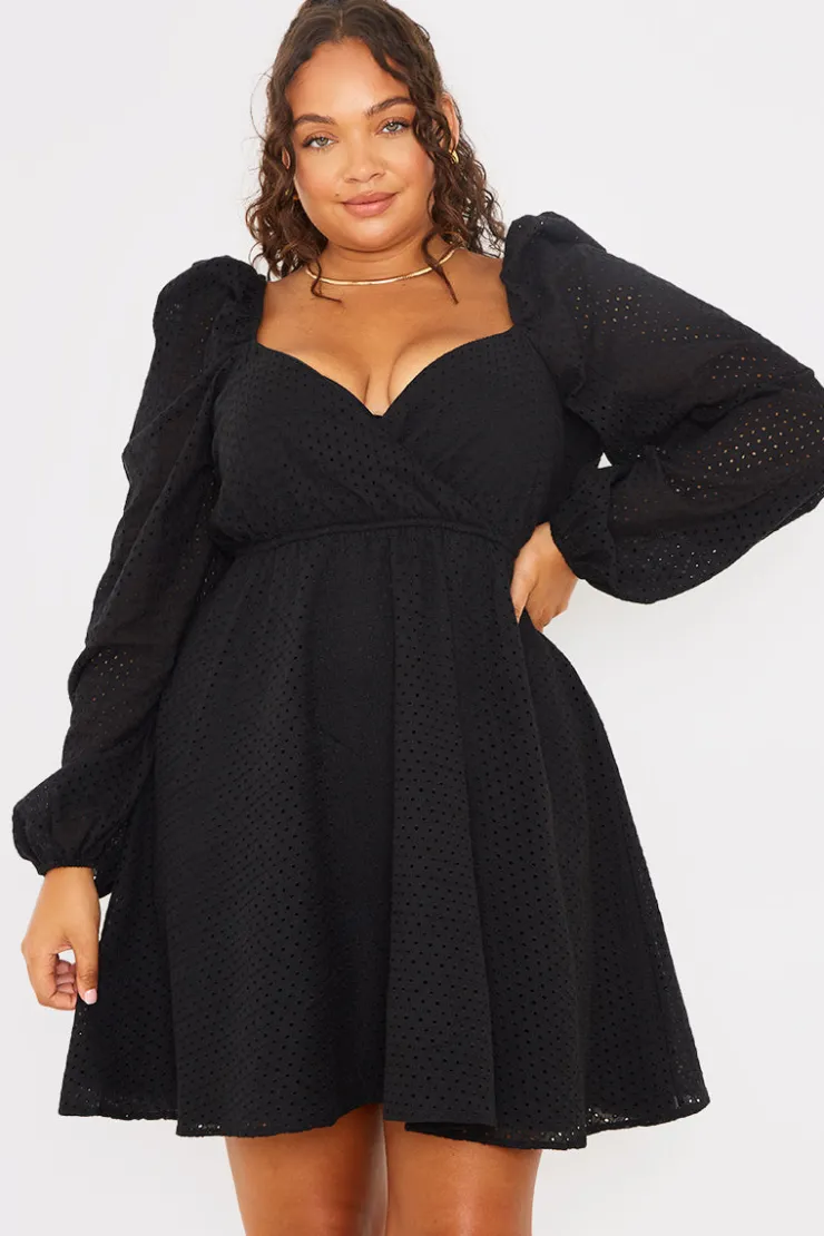 Best In the Style Broderie Cut Out Mini Dress Black