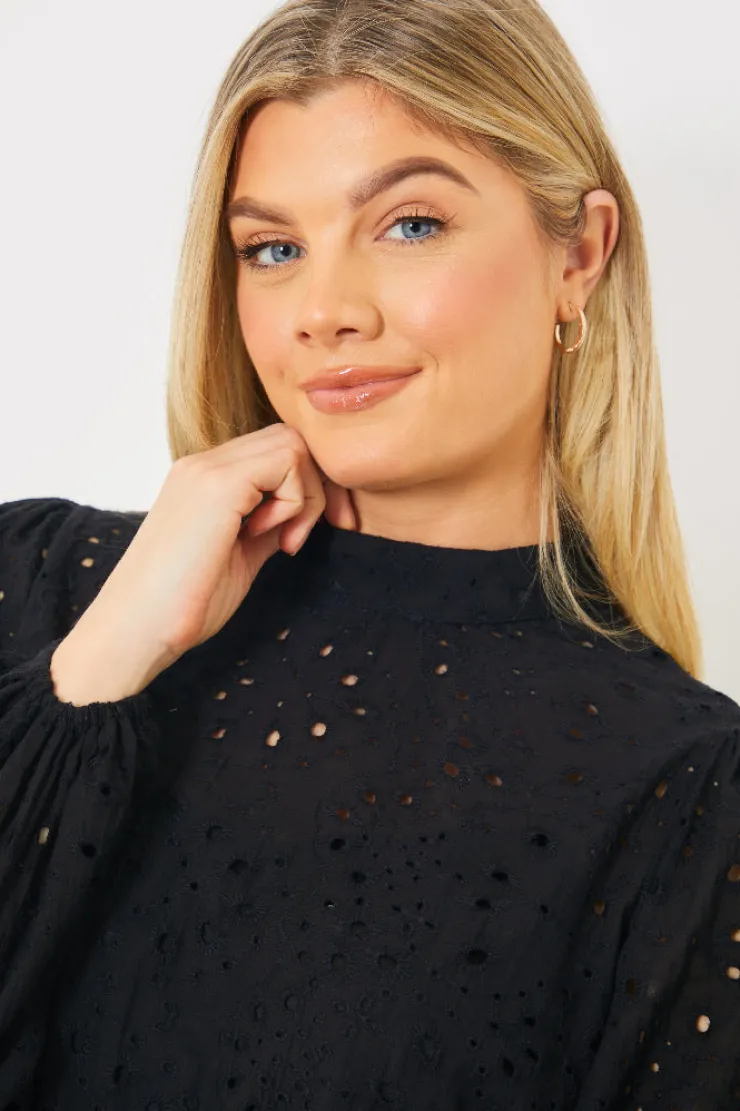 New In the Style Broderie High Neck Blouse