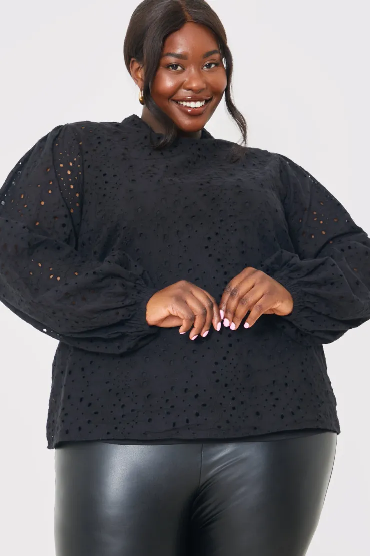 New In the Style Broderie High Neck Blouse