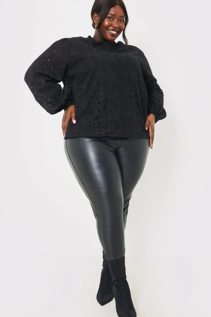 New In the Style Broderie High Neck Blouse