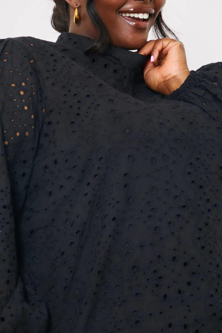 New In the Style Broderie High Neck Blouse