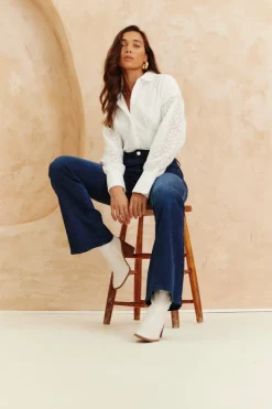 Hot In The Style Broderie Shirt Bodysuit White