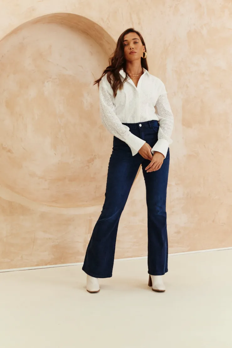 Hot In The Style Broderie Shirt Bodysuit White