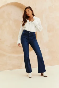 Hot In The Style Broderie Shirt Bodysuit White