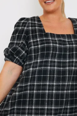 New In the Style Brushed Check Balloon Sleeve Swing Dress