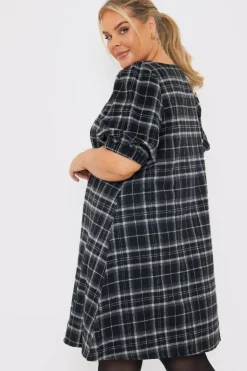 New In the Style Brushed Check Balloon Sleeve Swing Dress