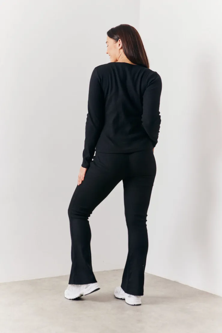 Online In the Style Brushed Rib Asymmetric Co-Ord Top Black