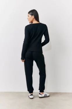 New In The Style Brushed Rib Co Ord Cardigan Black