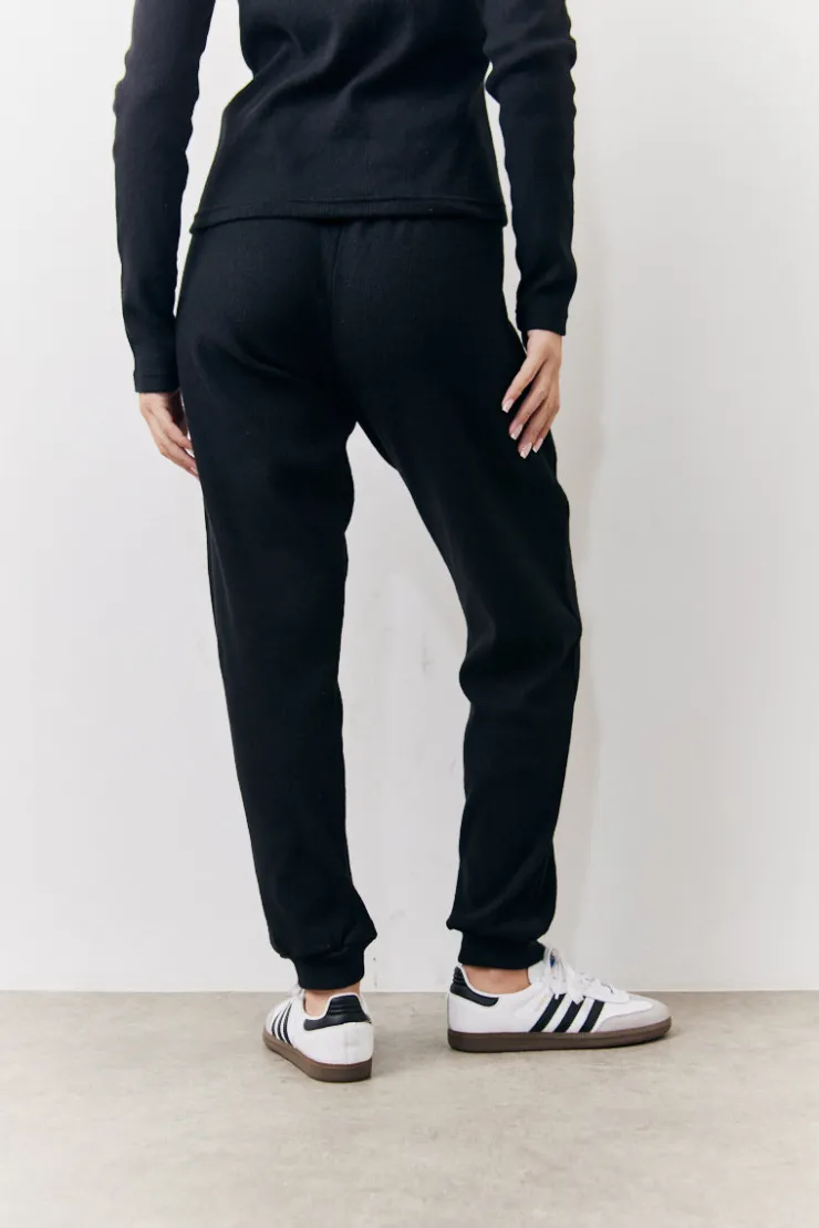 Clearance In The Style Brushed Rib Co Ord Slim Joggers Black