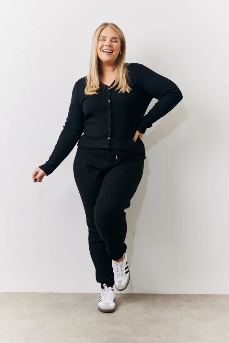 Clearance In The Style Brushed Rib Co Ord Slim Joggers Black