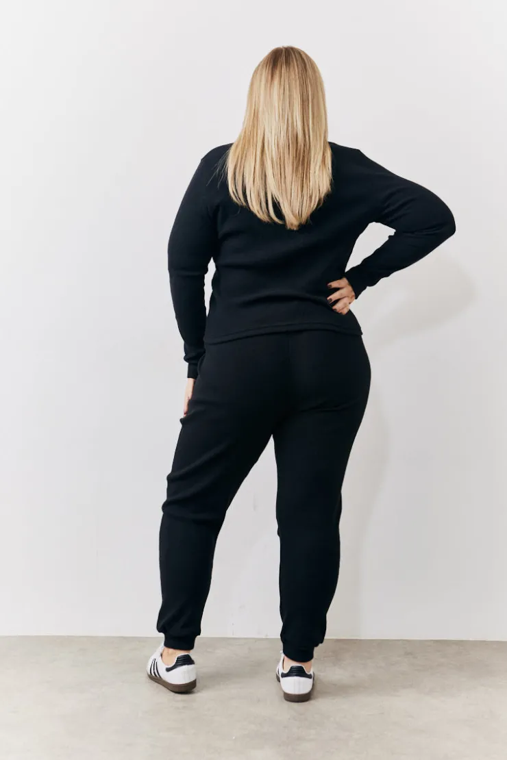 Clearance In The Style Brushed Rib Co Ord Slim Joggers Black