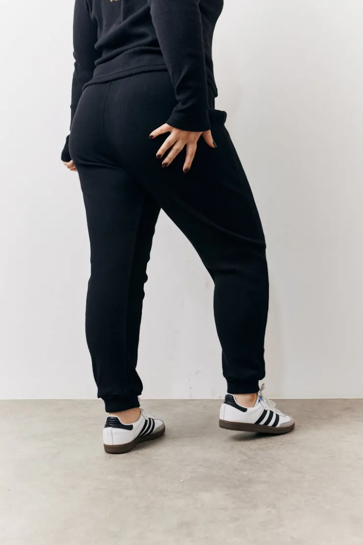 Clearance In The Style Brushed Rib Co Ord Slim Joggers Black