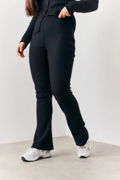 In the Style Brushed Rib Fit & Flare Co-Ord Trouser Black