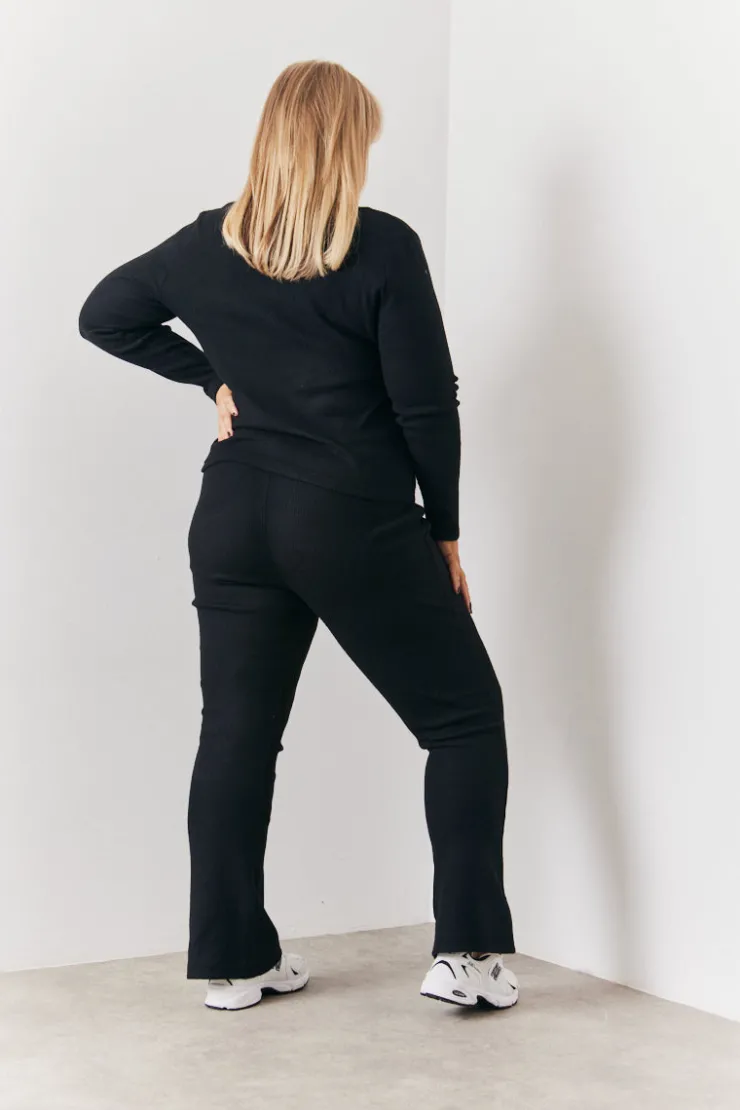 In the Style Brushed Rib Fit & Flare Co-Ord Trouser Black