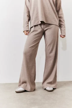 Discount In The Style Brushed Rib Flare Leg Co Ord Trouser Mocha