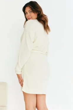In The Style Brushed Rib Loose Belted Dress