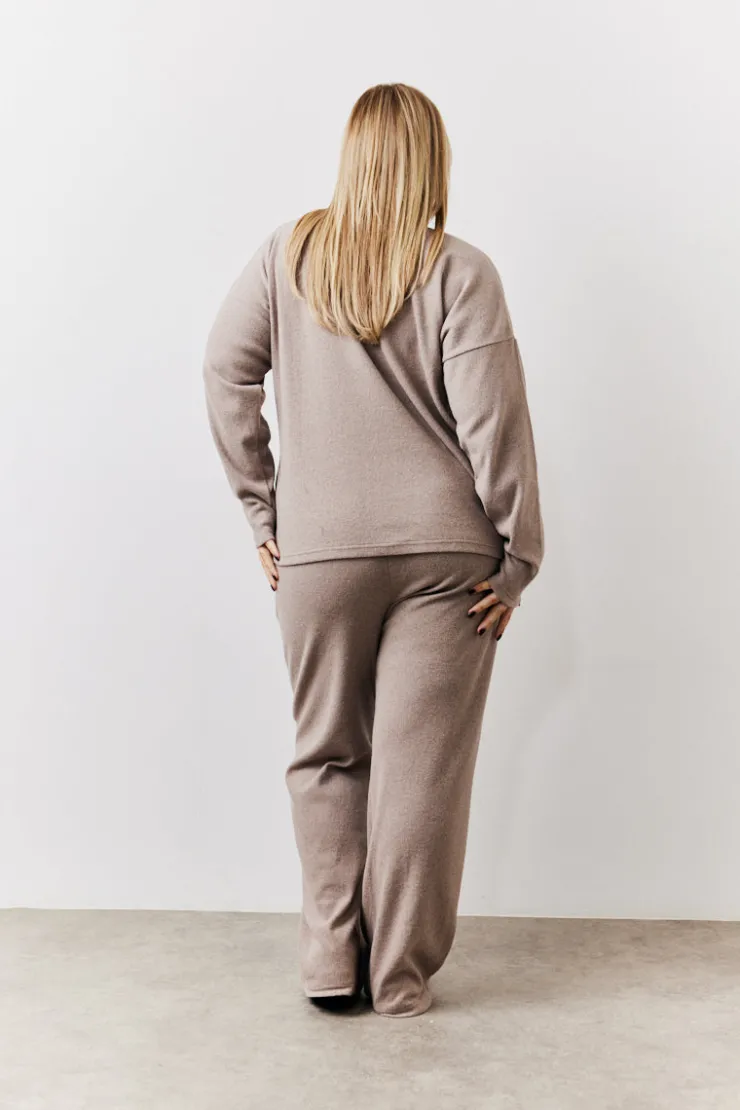 Online In The Style Brushed Rib v Neck Co Ord Top Mocha