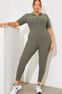 Online Fits Built-In Bra Half Zip Short Sleeve Sculpt and Control Unitard