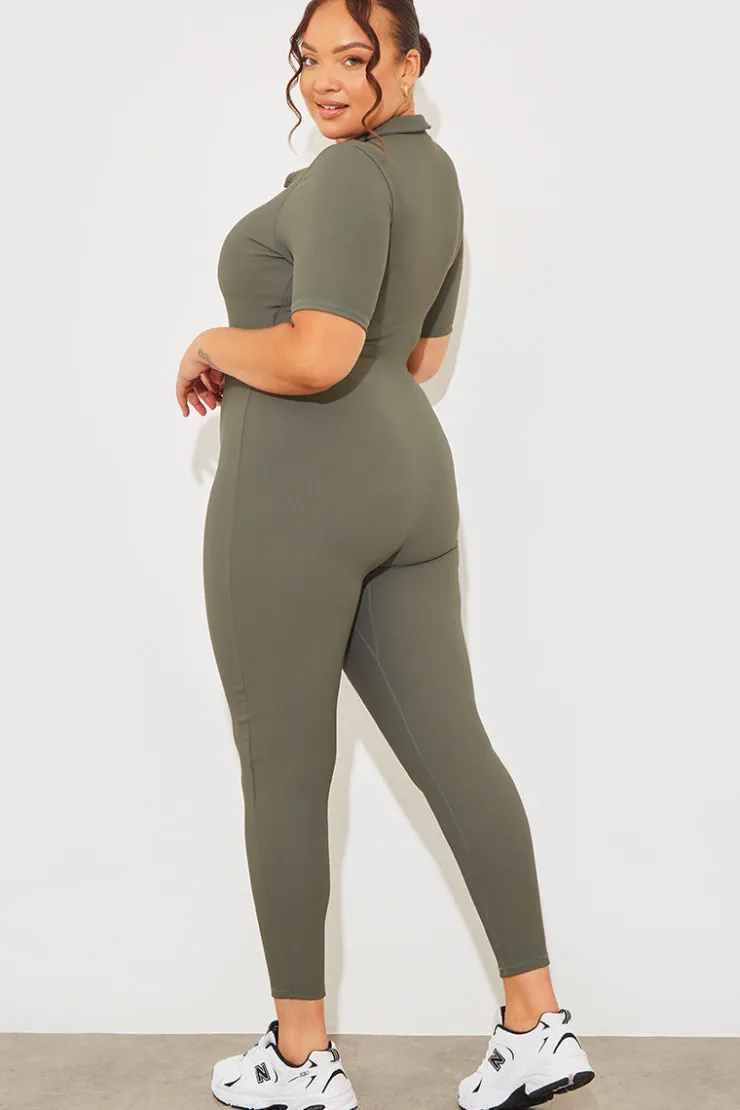 Online Fits Built-In Bra Half Zip Short Sleeve Sculpt and Control Unitard