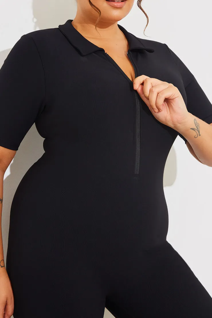 Online Fits Built-In Bra Half Zip Short Sleeve Sculpt and Control Unitard