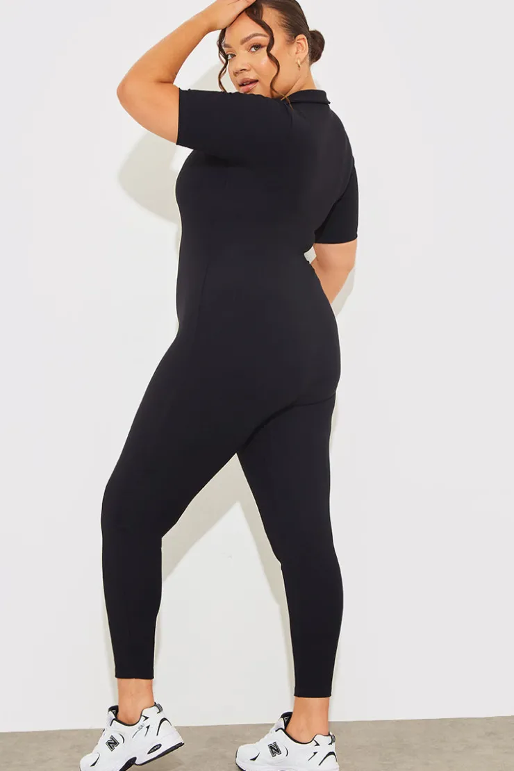 Online Fits Built-In Bra Half Zip Short Sleeve Sculpt and Control Unitard