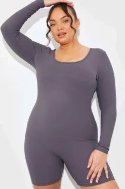 Outlet Fits Built-In Bra Long Sleeve Sculpt and Control Short Unitard
