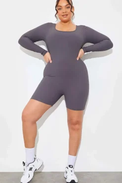 Outlet Fits Built-In Bra Long Sleeve Sculpt and Control Short Unitard