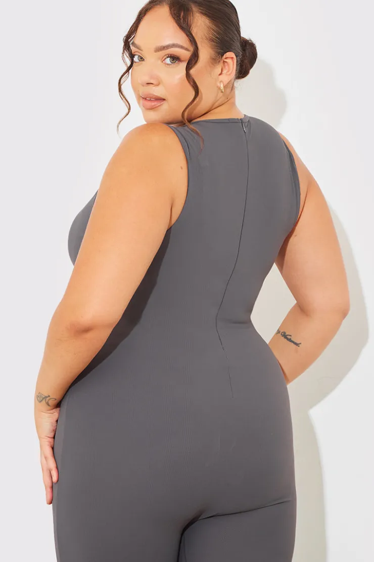 Sale Fits Built-In Bra Racer Neck Sleeveless Sculpt and Control Unitard